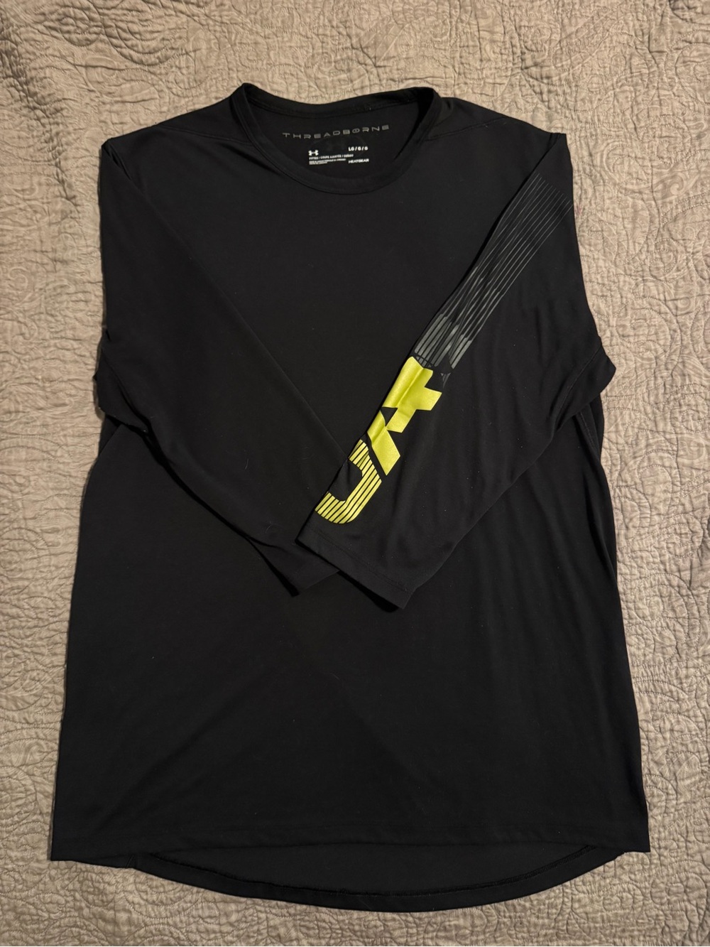 Under Armour Threadborne HeatGear Fitted Training Shirt Black Yellow Large